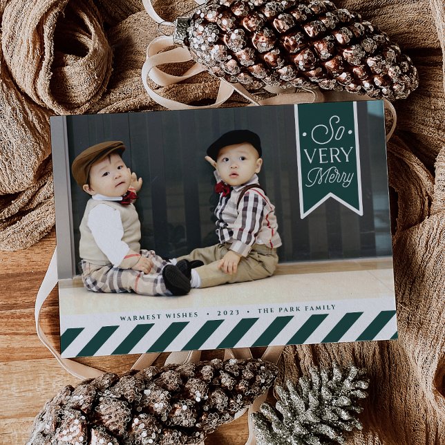 Tarjeta Festiva Rayas de caramelo | Muy Merry Photo (Subido por el creador)