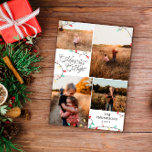 Tarjeta Festiva Rayas de cuerda Merry Bright Navidades 4 Fotos<br><div class="desc">Tarjeta de collage de fotos para Navidades merry y brillantes impresa con luces de cuerda pastel en rojo,  rosa,  menta y amarillo con mora y brillante en un guión virgen y giratorio contra fondo blanco.</div>