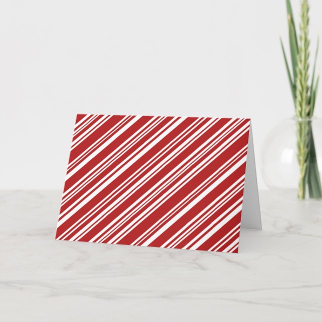 Tarjeta Festiva Rayas de Peppermint navidades: Rojo y Blanco (Anverso)