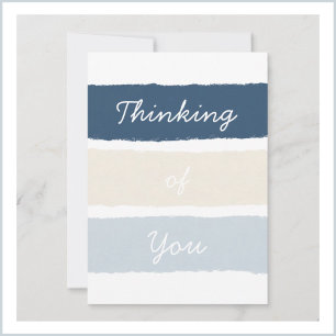 Tarjeta Festiva Rayas de pintura azul ecru de Pensamiento Cambiabl