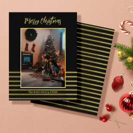 Tarjeta Festiva Rayas negras y doradas