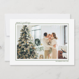 Tarjeta Festiva Rayas verdes y doradas Foto de buenos deseos de te