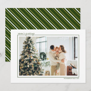 Tarjeta Festiva Rayas Verdes y Doradas Foto de Felicitaciones de T