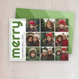 Tarjeta Festiva Rayo retro - alegre - 9 Foto verde monocromático