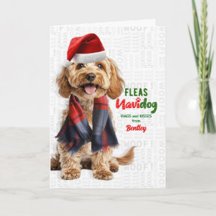 Tarjeta Festiva Raza de perro Cockapoo divertidas pulgas Navidog c