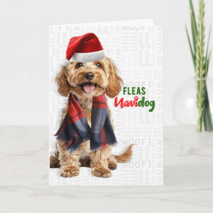 Tarjeta Festiva Raza de perro Cockapoo divertidas pulgas Navidog N
