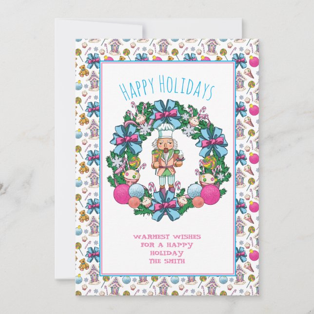 Tarjeta Festiva Razones De Náuseas De Navidades Azules Y Rosa (Anverso)