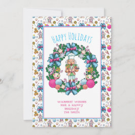 Tarjeta Festiva Razones De Náuseas De Navidades Azules Y Rosa