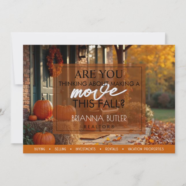 Tarjeta Festiva Realtor Agent Fall Real Estate Farming Postcard (Anverso)
