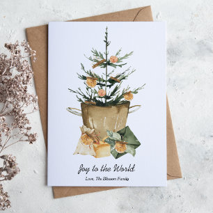 Tarjeta Festiva Rebanadas de Naranja con Acuarela Elegante Canela