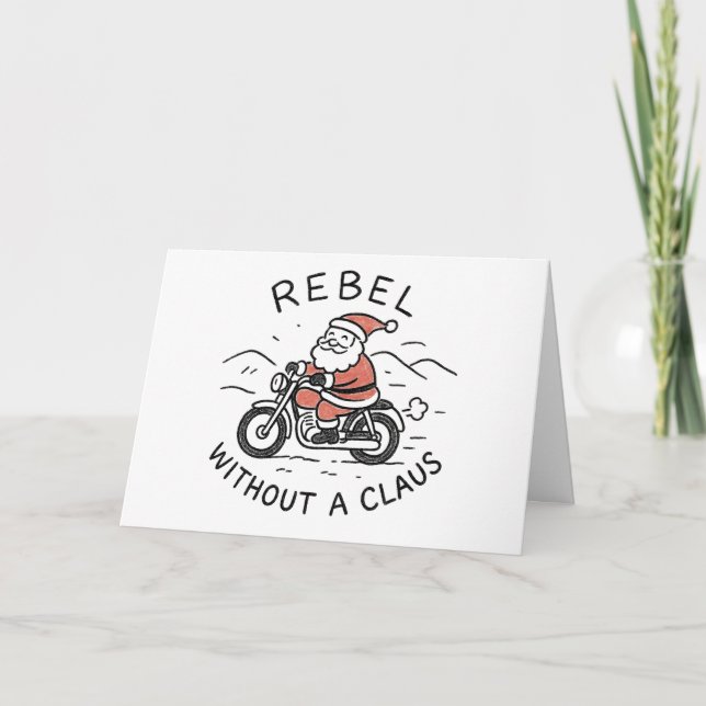 Tarjeta Festiva Rebel Without a Claus - Funny Christmas Card (Anverso)