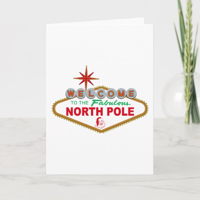 Tarjeta Festiva Recepción al Polo Norte fabuloso (Rótulo de Vegas) (Anverso)