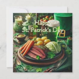 Tarjeta Festiva Receta de Carne en Conserva del Día de San Patrici