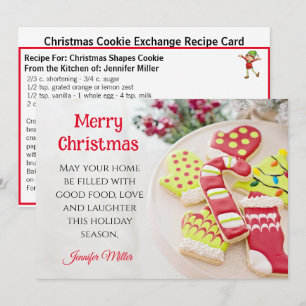 Tarjeta Festiva Receta de intercambio de galletas glaseadas de Nav