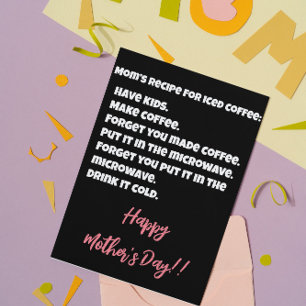 Tarjeta Festiva Receta de mamá para café helado divertido día de l