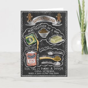 Tarjeta Festiva Receta de Pan de Jengibre Ilustrada