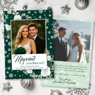 Tarjeta Festiva Recién Casados & Brillantes Rosas Esmeralda Fiesta