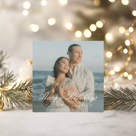 Tarjeta Festiva Recién casados elegante foto Felices Fiestas