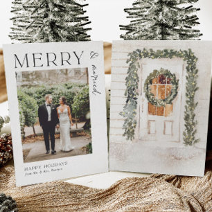 Tarjeta Festiva Recién casados felices Sr & Sra Holiday