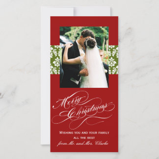 Tarjeta Festiva Recién casados Merry Christmas Photo Cards Green D