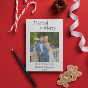 Tarjeta Festiva Recién casados minimalistas felices
