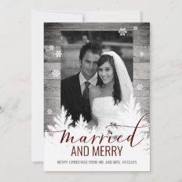 Tarjeta Festiva Recién casados rústicos foto casados y alegres