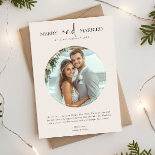 Tarjeta Festiva Recién casados y amargos marfil navideño