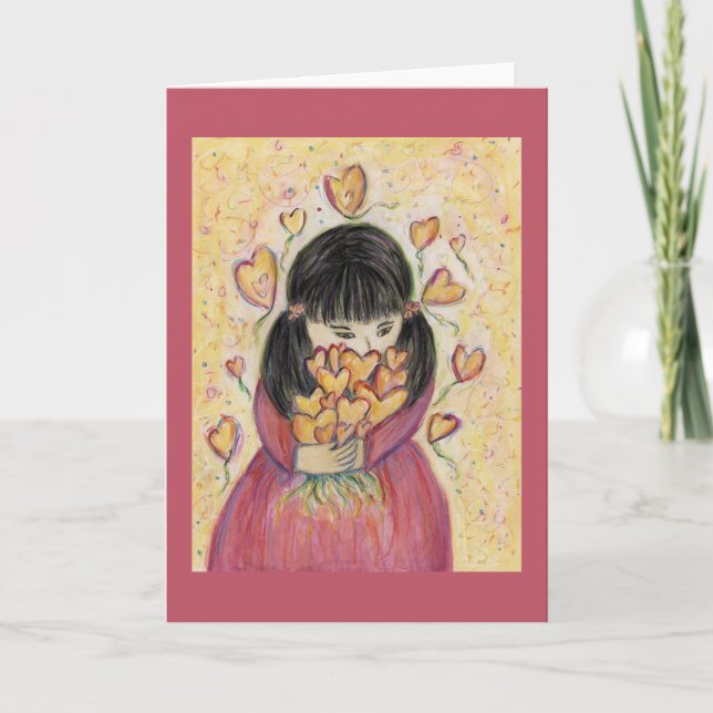 Tarjeta Festiva Recolección de Corazones de Amor Personalizado Art (Anverso)