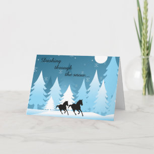 Tarjeta Festiva Recorriendo la nieve - Navidades de caballos