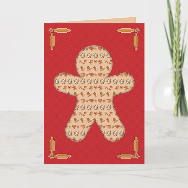 Tarjeta Festiva Recorte de pan de jengibre (Anverso)