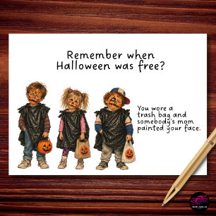 Tarjeta Festiva Recuerda Cuando Halloween Era Gratis Calabaza Niño