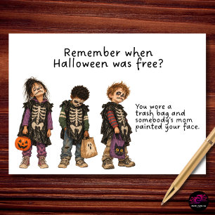 Tarjeta Festiva Recuerda Cuando Halloween Era Gratuito Esqueletos