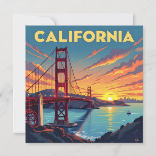 Tarjeta Festiva Recuerdo de California El Puente Golden Gate en