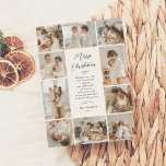 Tarjeta Festiva Recuerdos Evergreen | 10 Navidades Collages de fot<br><div class="desc">Una elegante e intemporal tarjeta de vacaciones de Navidades. Este diseño muestra un collage de 10 fotos escogidas a mano, una combinación de seis cuadrados, dos paisajes y dos fotos retratadas alrededor del borde de la tarjeta. En medio de la tarjeta, 'Feliz Navidad' está escrito en caligrafía de escritura de...</div>