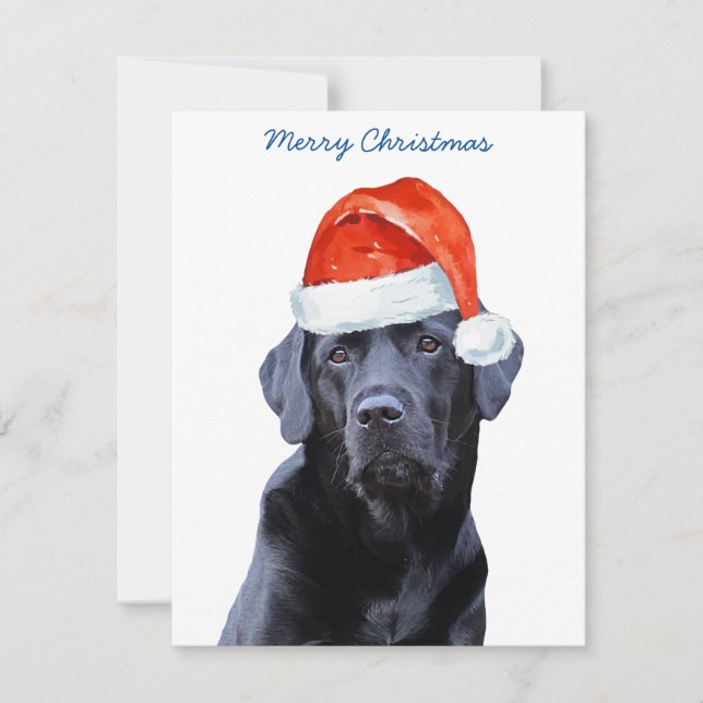 Tarjeta Festiva Recuperación de Labrador Negro de Perro Santa (Anverso)