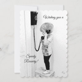 Tarjeta Festiva Recuperación rápida, niño, teléfono viejo, arte de