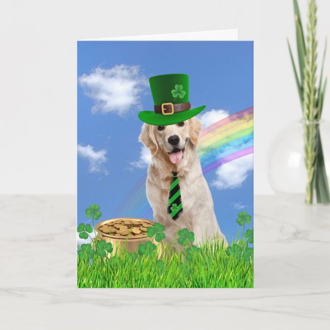 Tarjeta Festiva Recuperador de oro irlandés con olla de oro (Anverso)