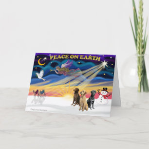 Tarjeta Festiva Recuperadores de XmasSunrise-3 Labrador