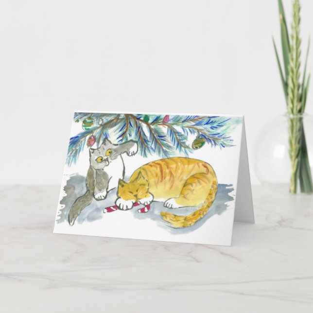 Tarjeta Festiva Recuperando el bastón de caramelo de Kitty (Anverso)