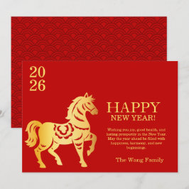 Tarjeta Festiva Red and Gold Chinese New Year Horse