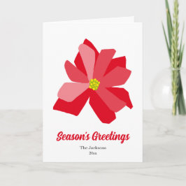 Tarjeta Festiva Red and Green Poinsettia Illustration