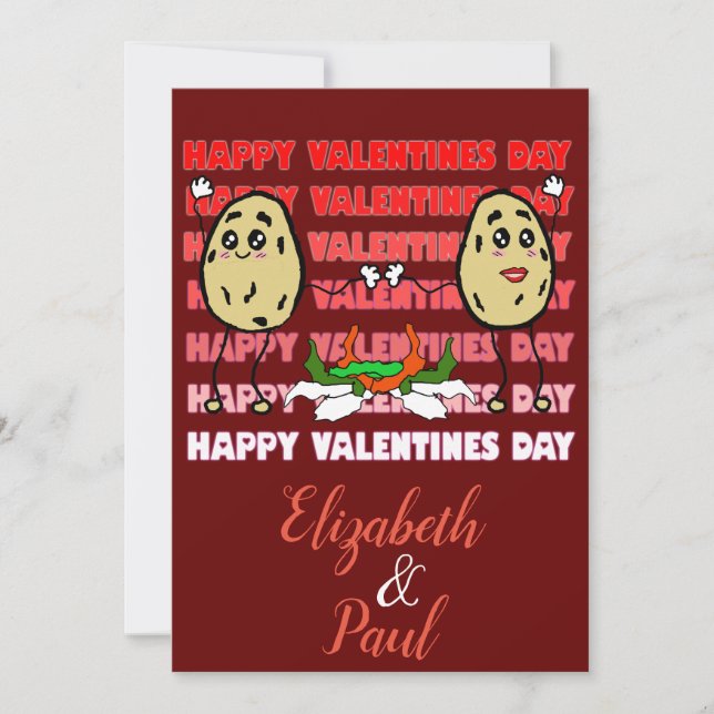 Tarjeta Festiva Red and White Cartoon Love you More than Pupusas (Anverso)
