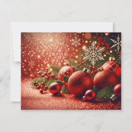 Tarjeta Festiva  Red and White Christmas Tree Design