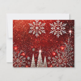 Tarjeta Festiva Red and White Christmas Tree Design