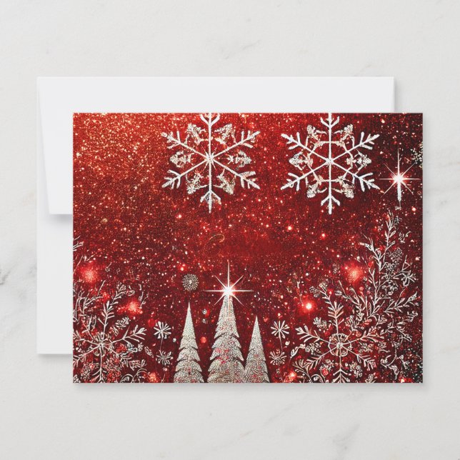 Tarjeta Festiva Red and White Christmas Tree Design (Anverso)