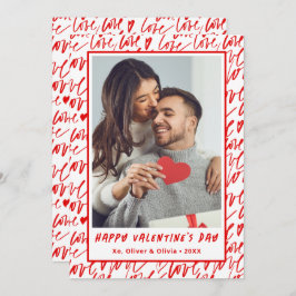 Tarjeta Festiva Red and White Love Valentines Day Photo 