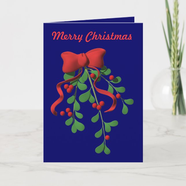 Tarjeta Festiva Red Bow & Holly - (Anverso)
