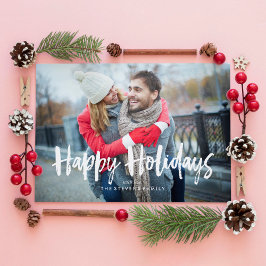 Tarjeta Festiva Red Bows Happy Holidays Photo Cards