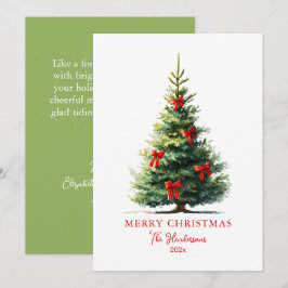Tarjeta Festiva Red Bows Ribbons Merry Christmas Tree Card