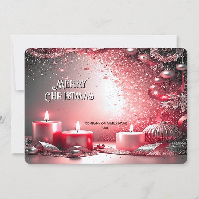 Tarjeta Festiva Red Candles Decorative Holiday Card (Anverso)